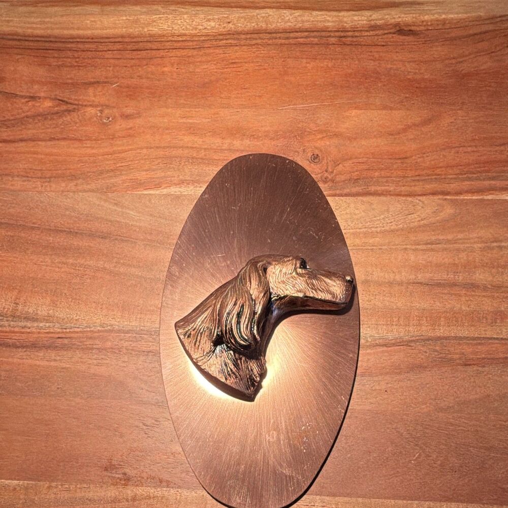 Vintage Copperama by Victor Irish Setter Metal 3D Wall Plaque Oval Hanging 10x5